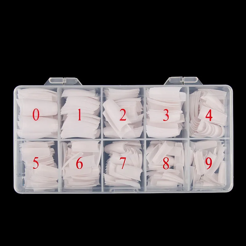 Full Cover Artificial Nail Tips, Colored Ballets, Acrylic Transparent Nail Capsules, French Manicure False Nails, 500Pcs per Box