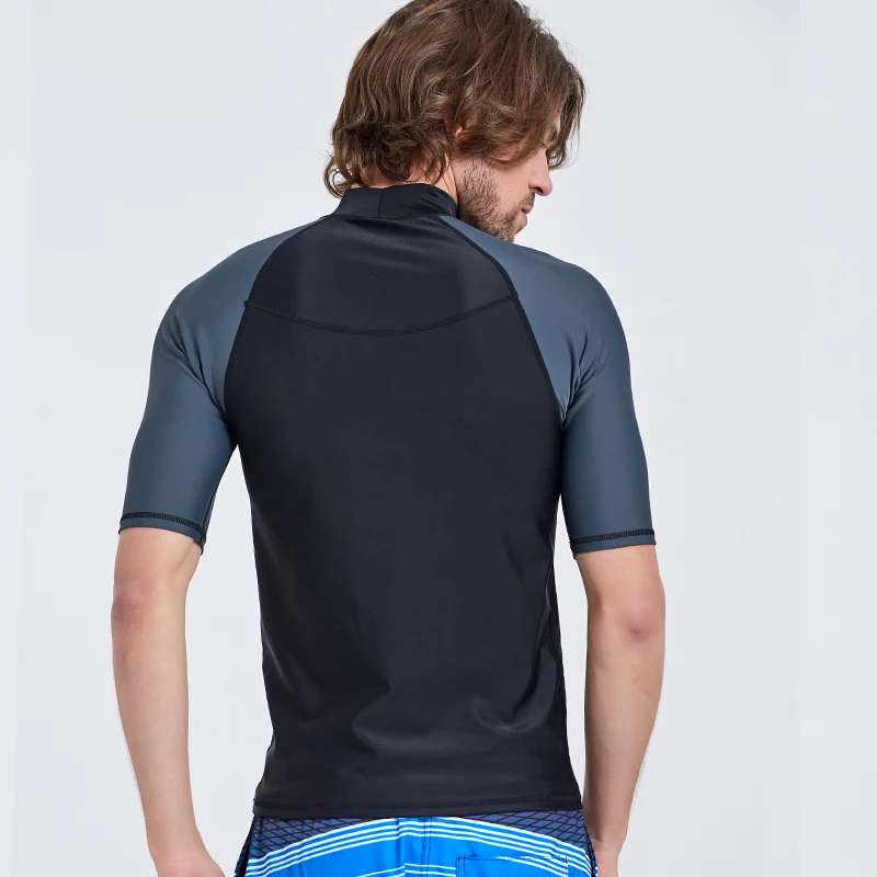 SBART-Top da surf Rash Guards per uomo, manica corta in Lycra, UPF50+, abbigliamento da surf ad asciugatura rapida, kitesurf da nuoto per uomo,