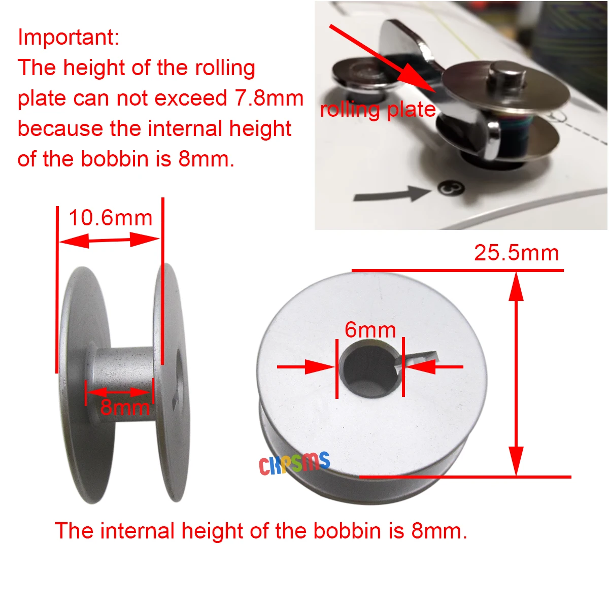 #18034AS (M Size) Aluminum bobbins Compatible with JACK H2 Consew 205RB, 206RB JUKI DU-1181,DNU-241,DNU-1541 Yamata FY5318