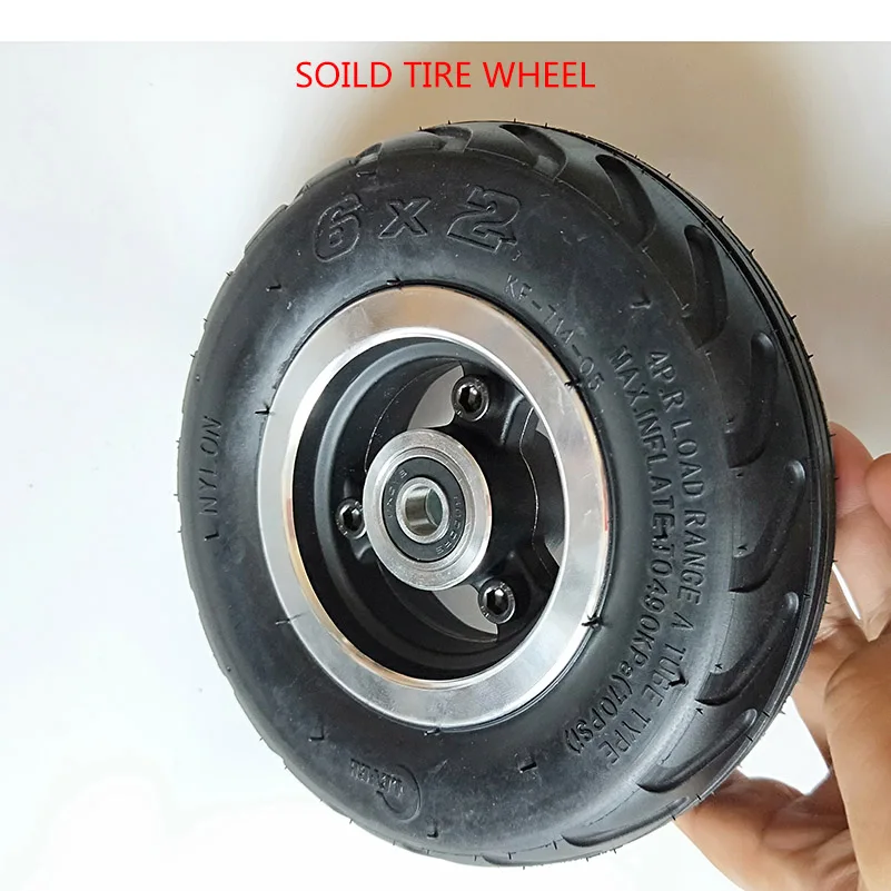 High Quallity 6 Inch Electric Scooter Wheel 6x2  Solid Tire Metal Hub for Trolley Cart 