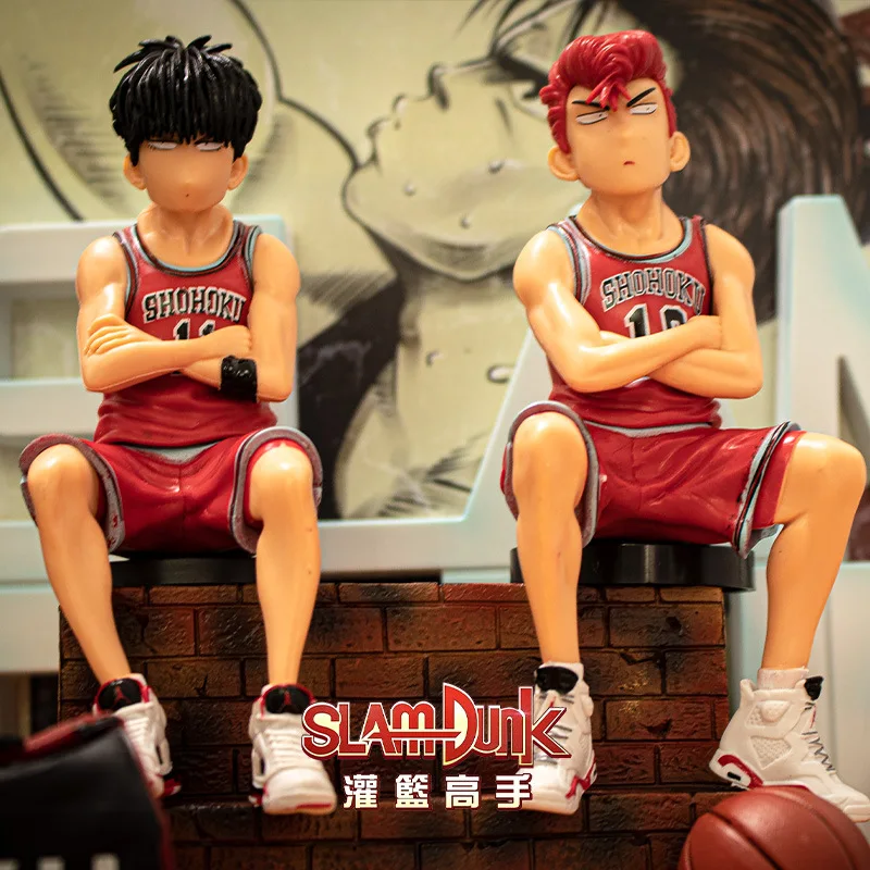 Cartoon Anime SLAM DUNK Sitting Hanamichi Sakuragi Kaede Rukawa Model Action Figures Car Ornaments Home Decoration Child Toys