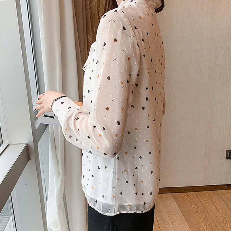 2021 outono nova floral manga longa chiffon camisa das mulheres arco blusa blusas femininas topos mujer dropshipping roupas casuais 2270