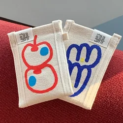 Japanese Style Canvas Business Bank ID Card Holder Double Layers Bus Photo Credit Card Badge Protector School Stainery
