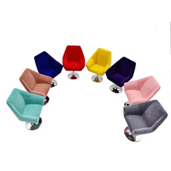 ILAND Dollhouse Miniature Furniture Swivel Chair Flocking Leisure Living Room Hotal WL006