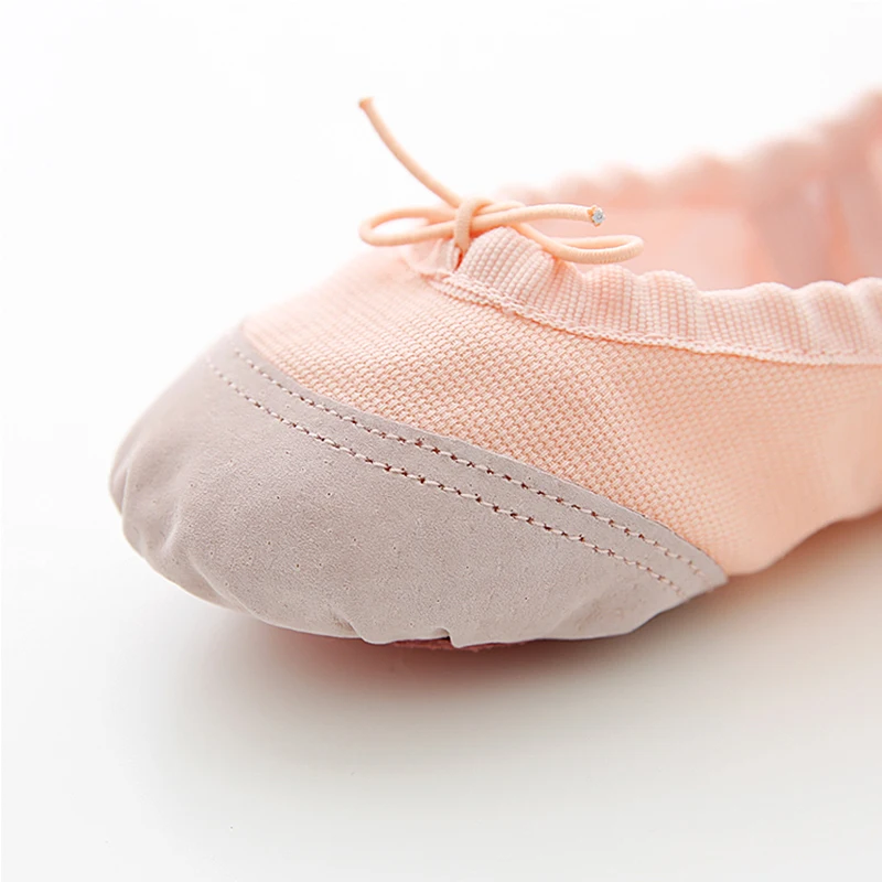 Scarpe da ballo per ragazze con morbida tela e testa in pelle, pantofola da ballo, scarpe da balletto di buona qualità, ballerine, scarpe da punta per bambini