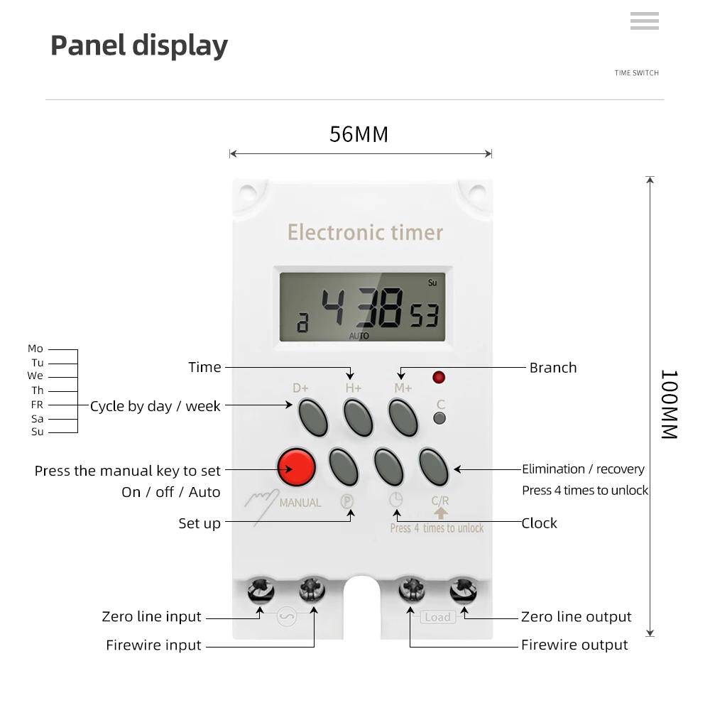 KG316T-II Digital Timer 220V 3A Programmable Timing Control Switch Time Relay Micro-computer Electronic Time Switch Relay