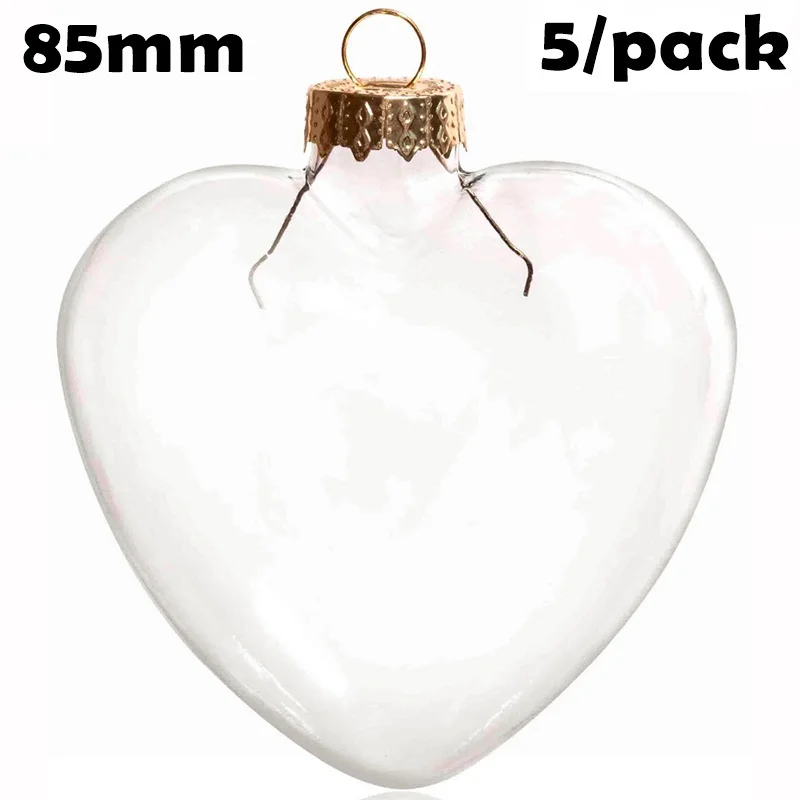 

5 Pieces x DIY Paintable Home Wedding Christmas Decoration Ornament 85mm Glass Heart