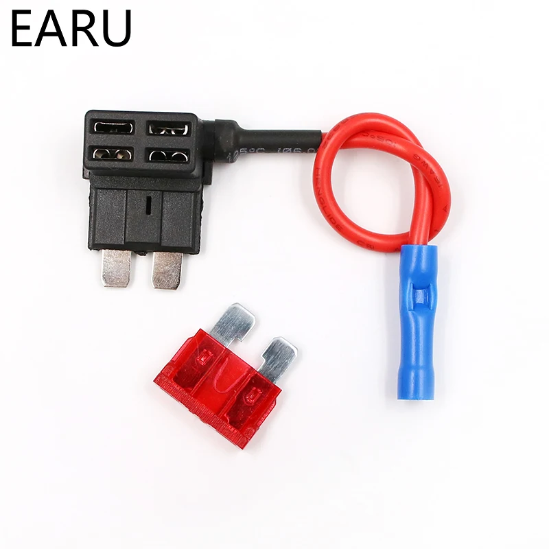 12V Fuse Holder Add-a-circuit TAP Adapter Micro Mini Standard Ford ATM APM Blade Auto Fuse with 10A Blade Car Fuse with holder