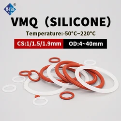 Silicone rubber O-ring sealing gasket ring gasket thickness CS1/1.5/1.9 air-tight waterproof soft elastic rubber-.-