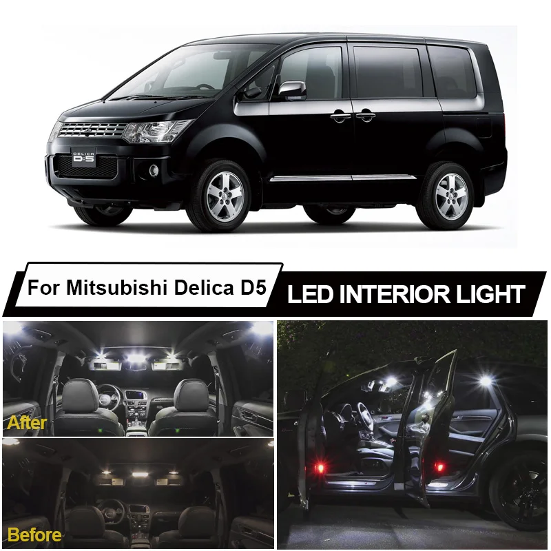 12pcs Canbus No Error White Interior LED Bulbs Dome Reading Map Light Kit For Mitsubishi Delica D5 D:5 CV5W CV2W 2007-2018