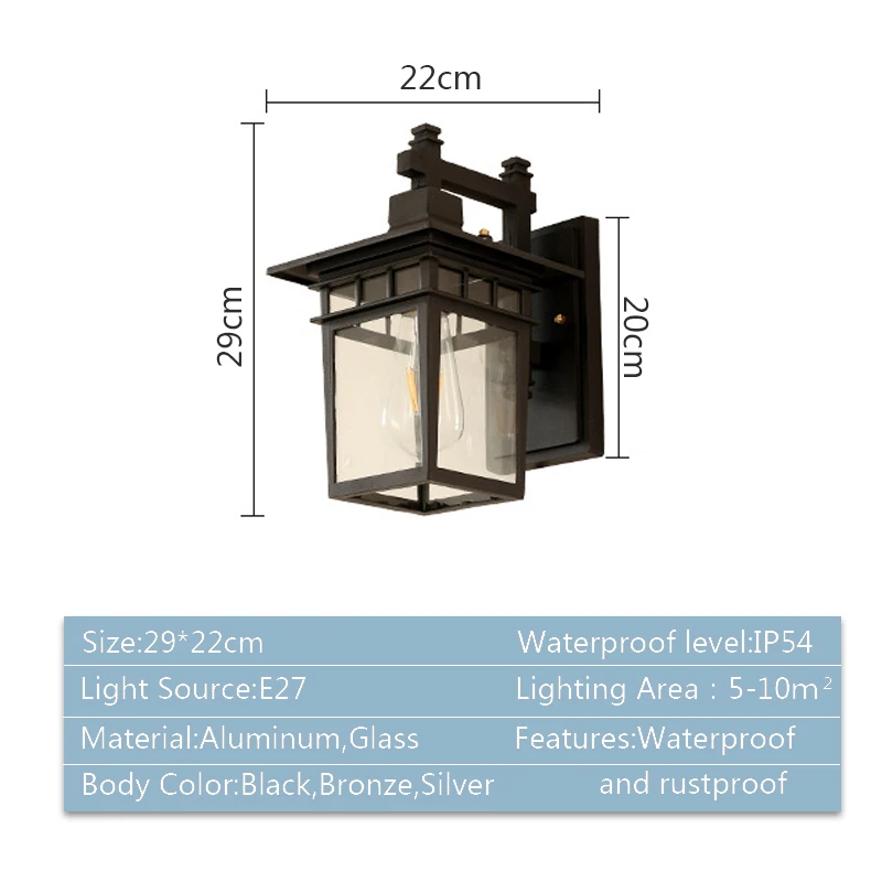 Retro Outdoor Waterproof E27 Wall Lamp Garden Gateway Sconce Courtyard Corridor Villa Bra Residential Balcony Lighting