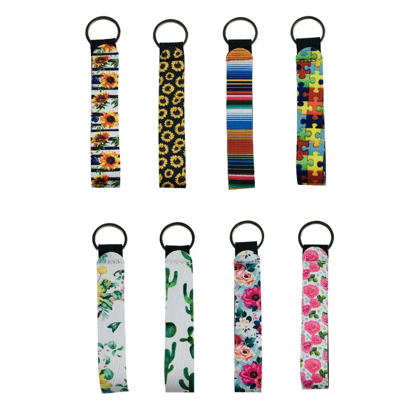 12pcs Cool Neoprene Wristlet Keychain Lanyard Key Tags Chains Key Chain Holder to Match Chapstick Holder Keychain