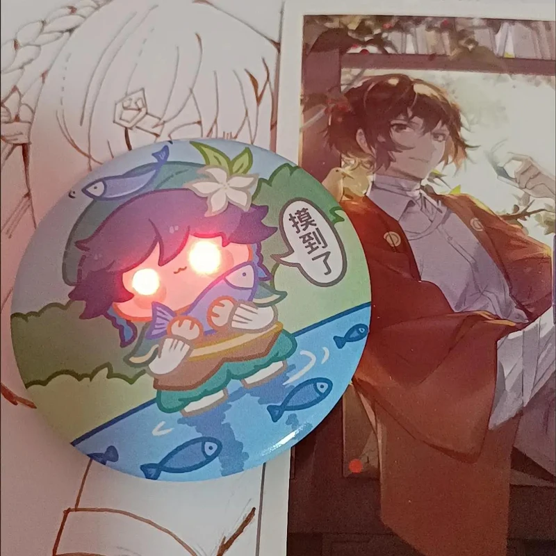 

58mm Game Impact Cute Anime Kaedehara Kazuha Venti Flash Brooch Pin Cosplay Badge Accessories For Clothes Backpack Decor Gift