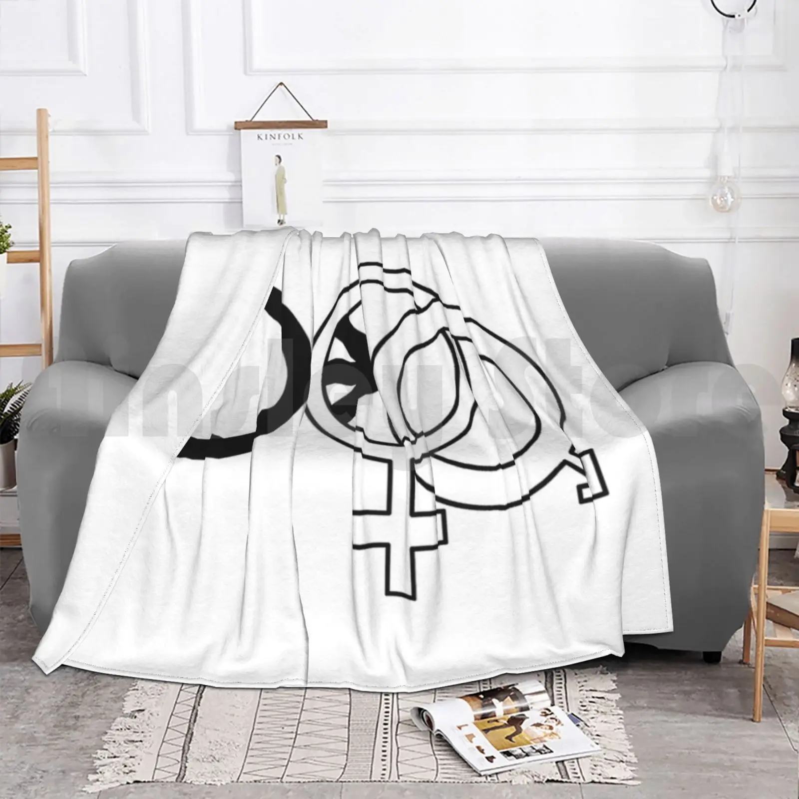 Cuckold Symbol ( White ) Blanket For Sofa Bed Travel Cuckold Hotwife Cuck Queen Of Spades Cuckqueen Swinger Bull