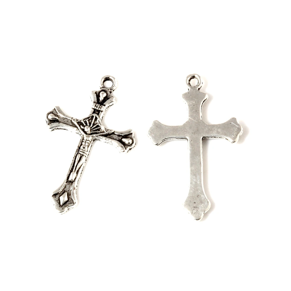 100Pcs Alloy Jesus Crucifixion Cross Charm Pendants For Jewelry Making Bracelet Necklace DIY Accessories 20x33mm A-492