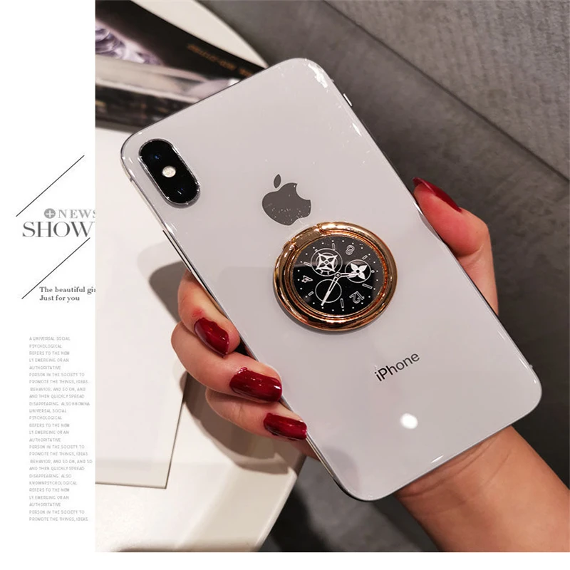 Кольцо-держатель, креативные часы, подставка для смартфона, телефона, телефона, аксессуары для iphone 12, Samsung, Xiaomi, Huawei