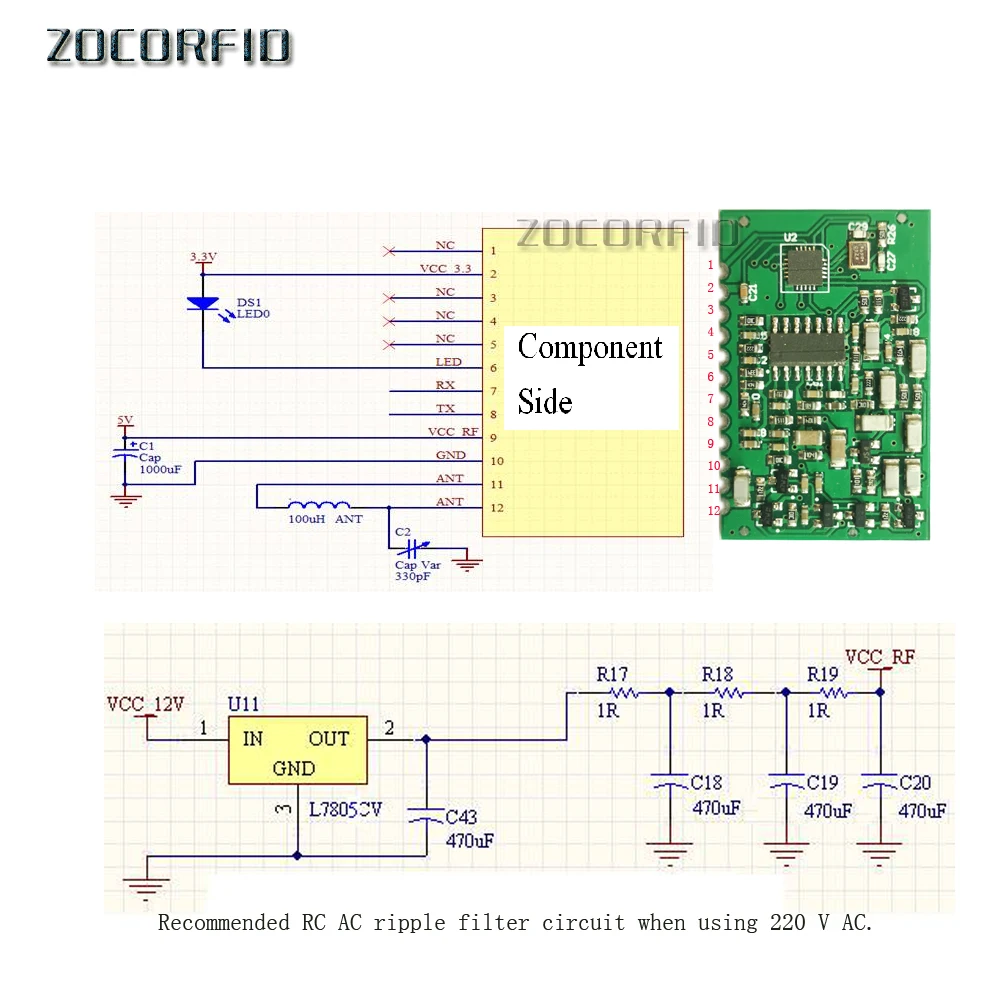 The newest 134.2K Long distance RFID AGV Animal Tag Reader Module TTL Interface ISO11784/85 FDX-B