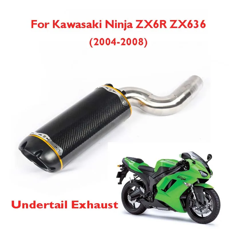 Motorcycle Exhaust Tip Silencer Muffler Exhaust System Mid Connect Tube for Kawasaki ZX6R ZX636 2004 2005 2006 2007 2008