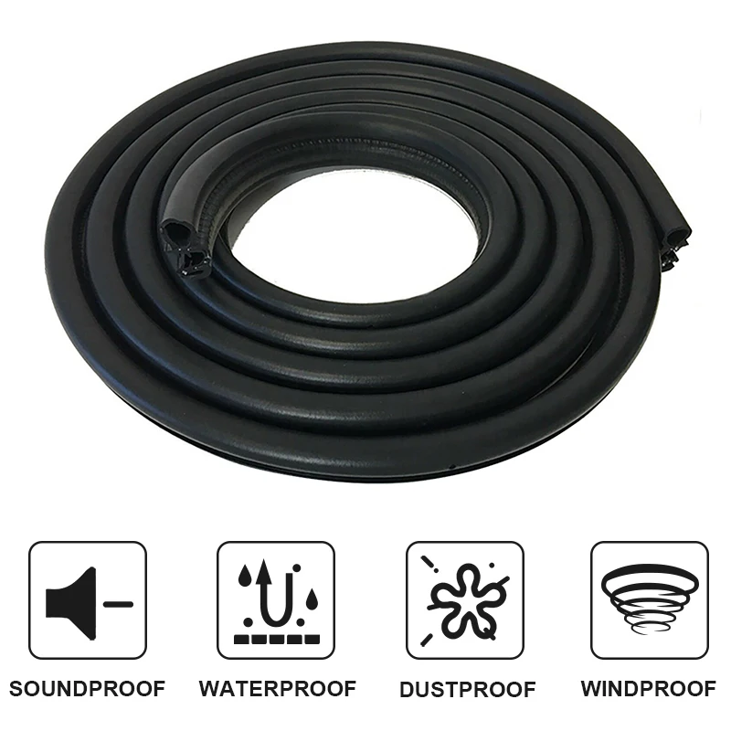 3meters Car Door Rubber Seal Strip Universal Soundproof Sealing Strips with Side PVC Bulb for Car Door Boat Home Sealants