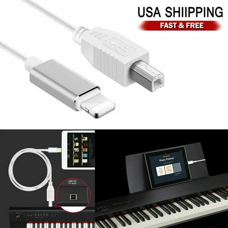1/2 szt. Kabel konwertera klawiatury MIDI Lightning na Type-B 1M dla iPhone'a iPada IOS