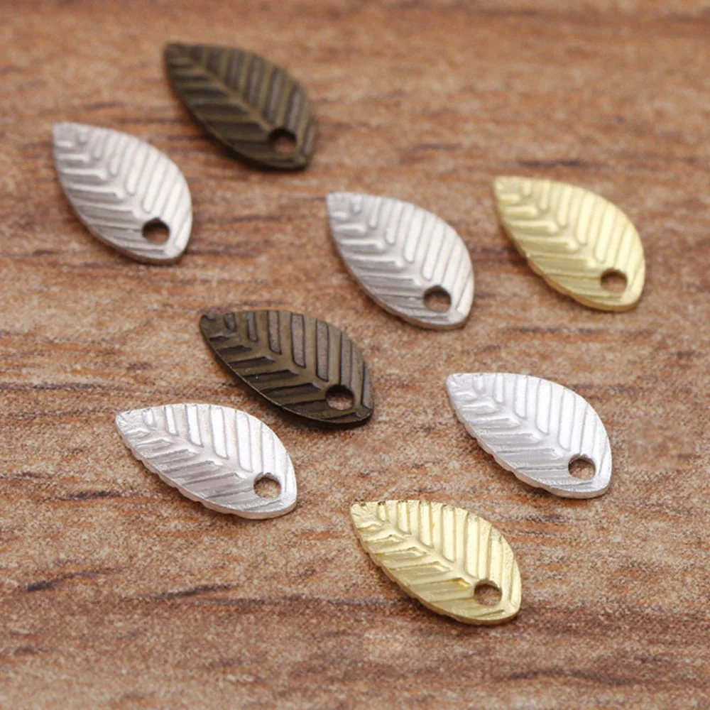 100pcs 4x7mm Vintage Small Leaf Charms Jewelry Charms DIY Necklace Bracelet Earrings Findings Handmade Material