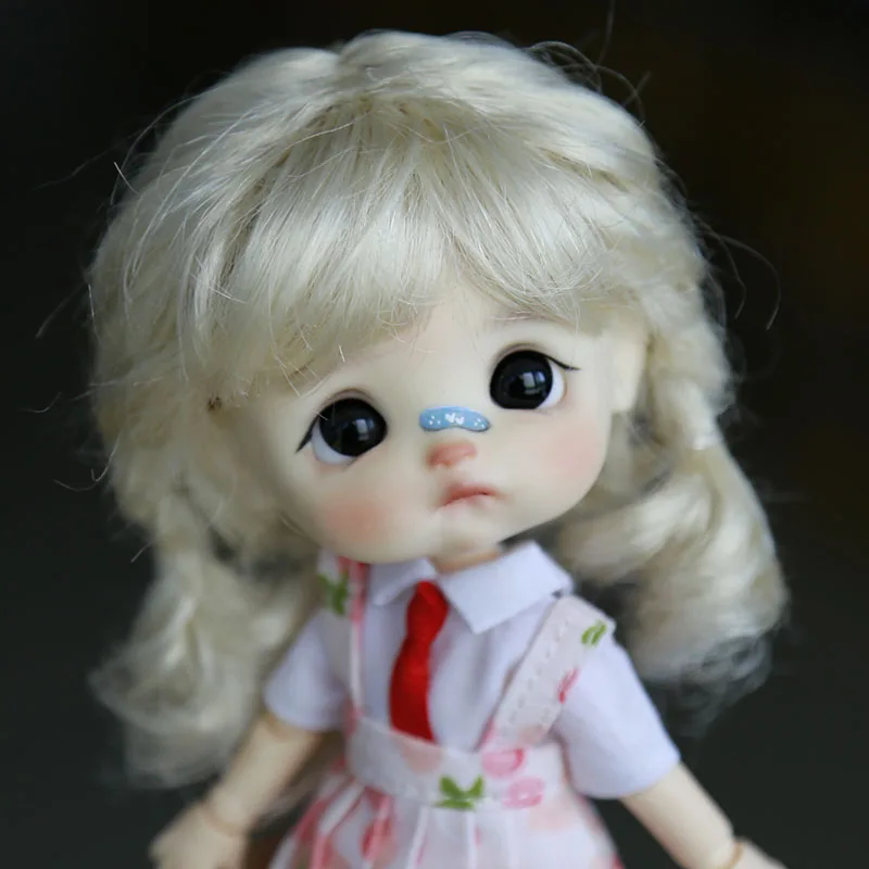 Nueva peluca BJD 1/8, pelucas de muñeca SD doradas y rosas, pelo trenzado suave y bonito, flequillo, peluca especial de muñeca de pelo largo y liso,