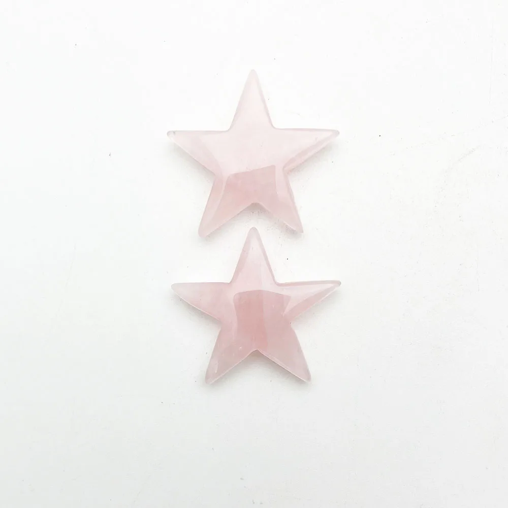 fashion 2pc Natural Quartz Star Decoration Stone Crafts Roses Quartz Pentagram Energy Healing Crystal DIY Gift Love Gems 33-36mm