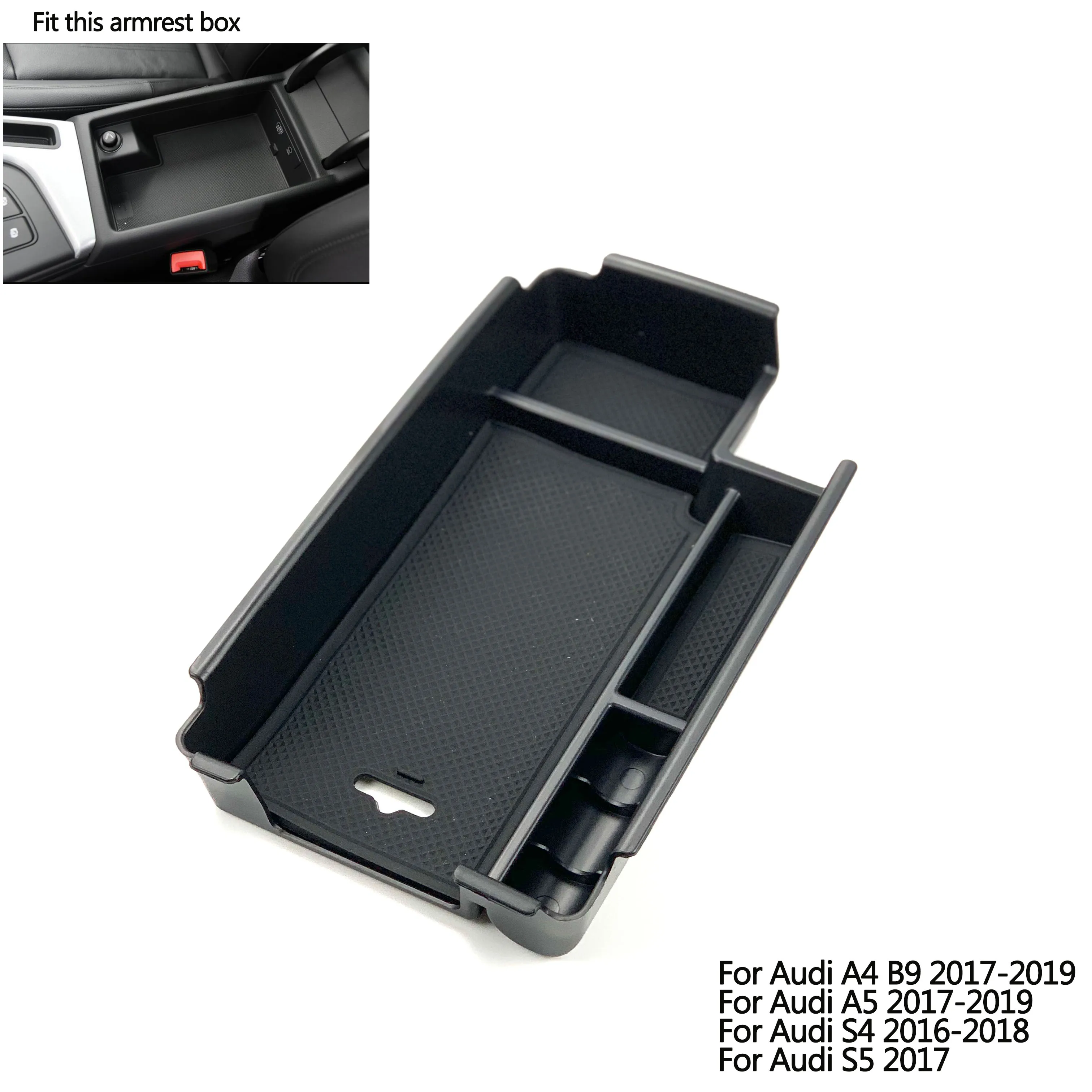 Armrest Storage Box For Audi A4 B9 A5 S4 S5 Center Console Bin Glove Tray Holder Case Car Organizer
