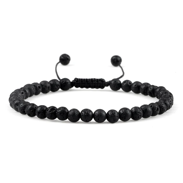 Adjustable 4mm Chakra Beads Bracelet Mini Natural Stone Agats Lava Tiger Eye Beaded Bracelets & Bangles Women Men Gift Jewelry