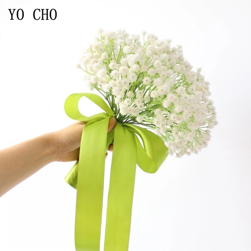 YO CHO Bridal Bouquets PU Artificial Flower Wedding Bouquet Babysbreath Wedding Flowers Bridesmaids Accessories Wedding Bouquets