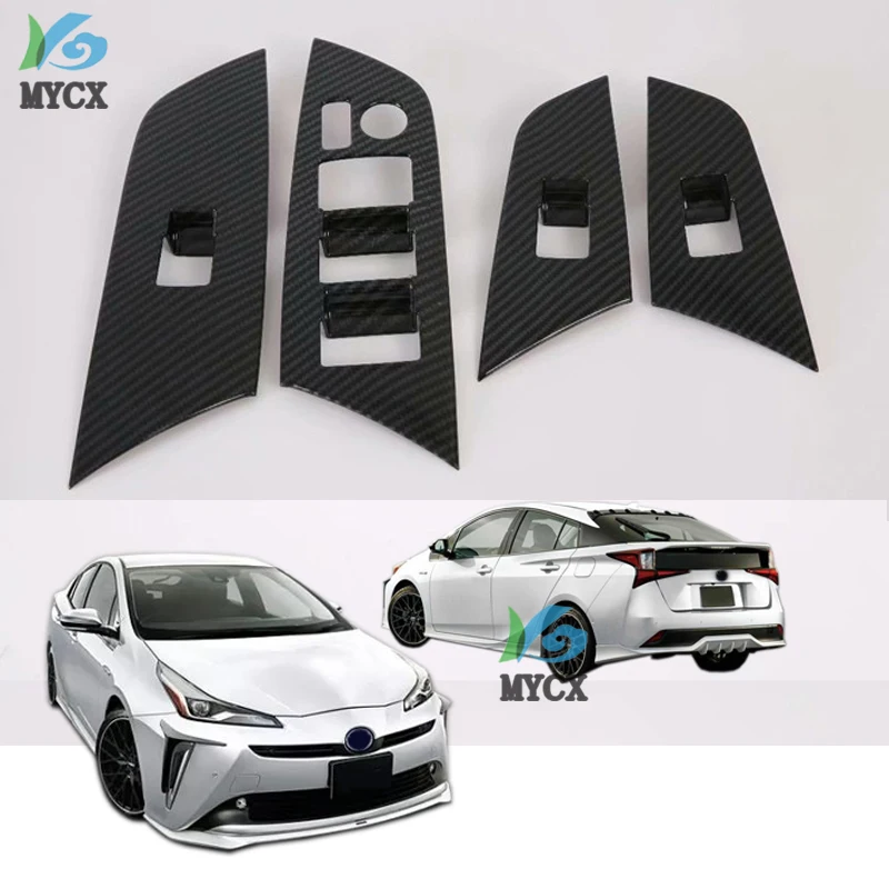 

For TOYOTA Prius 2019 Left Hand Drive 4PCS ABS Car Interior Door Window Lift Glass Switch Buttons Cover Molding Car Styling