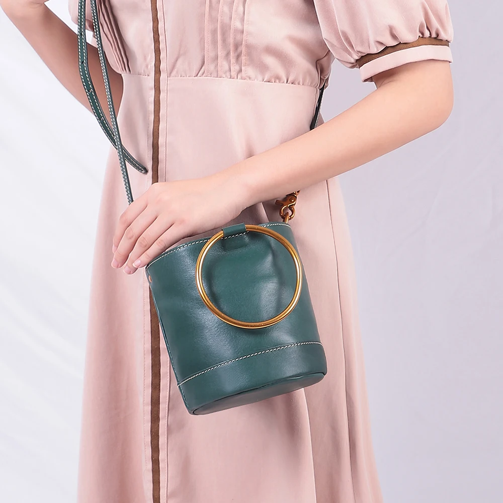 JOGUJOS 2021 New Arrvial Bucket Bag Women 100% Genuine Leather Crossebody Bag Female Handbag High Quality Lady Classic Tote Bag