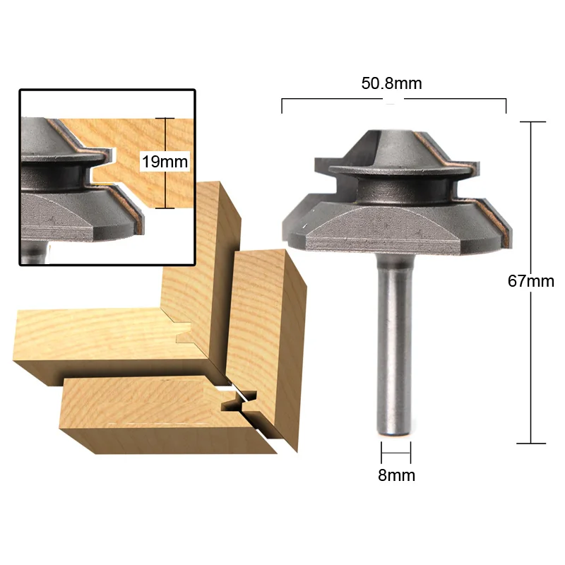 3 pcs Wood milling cutters woodworking tools cnc Router Bit sets 45° Degree Milling cutter for wood Solid carbide-tipped cutter