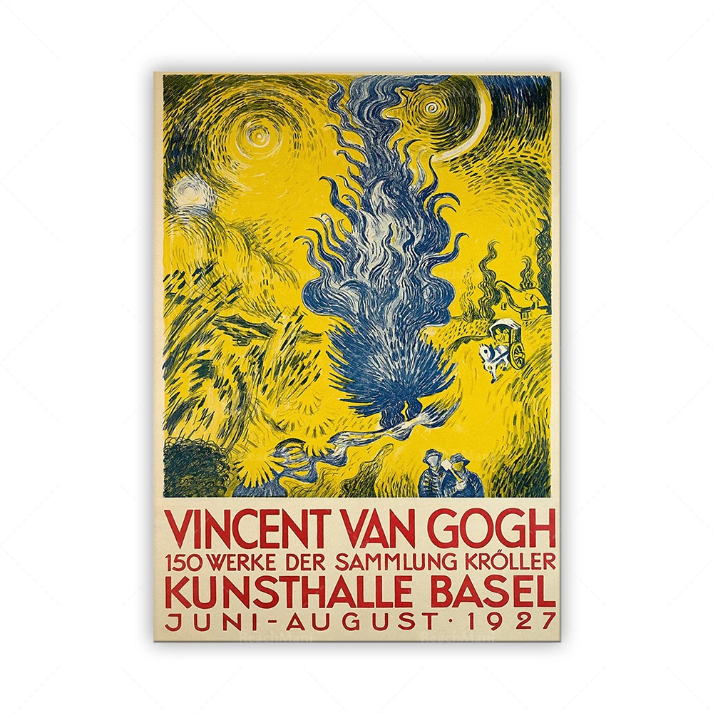 Van Gogh Exhibition Poster, Vincent Van Gogh Kunsthalle Basel, 1927, Museum Print, Home Decor, Wall Art