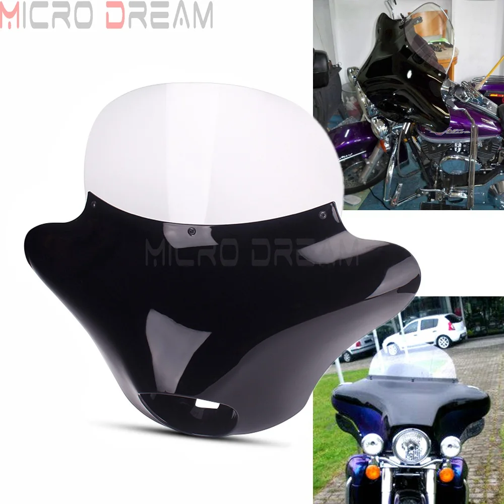 ด้านหน้าด้านนอก Batwing Fairing Head โคมไฟหน้ากากด้านหน้าสำหรับ Harley Dyna XL Sportster FortyEight Fat Bob Low Rider Softail สำหรับการเดินทาง