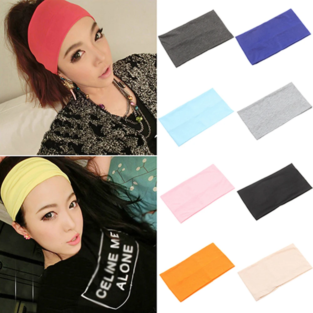 Women Candy Color Wide Yoga Headband Stretch Hairband Elastic Hair Bands Turban Fashion Girls Hairband Hair Accessories