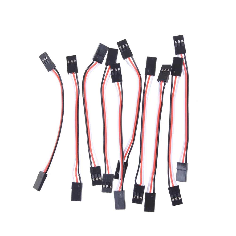 10Pcs 10cm 26AWG to Male JR Plug Servo Extension Lead Wire Cable