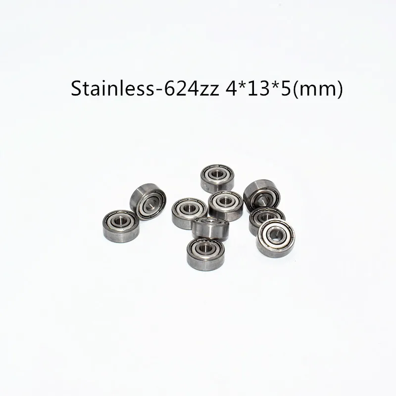 S624ZZ Stainless steel bearing 10 Pieces 4*13*5(mm) free shipping antirust metal sealed High speed Mechanical equipment parts