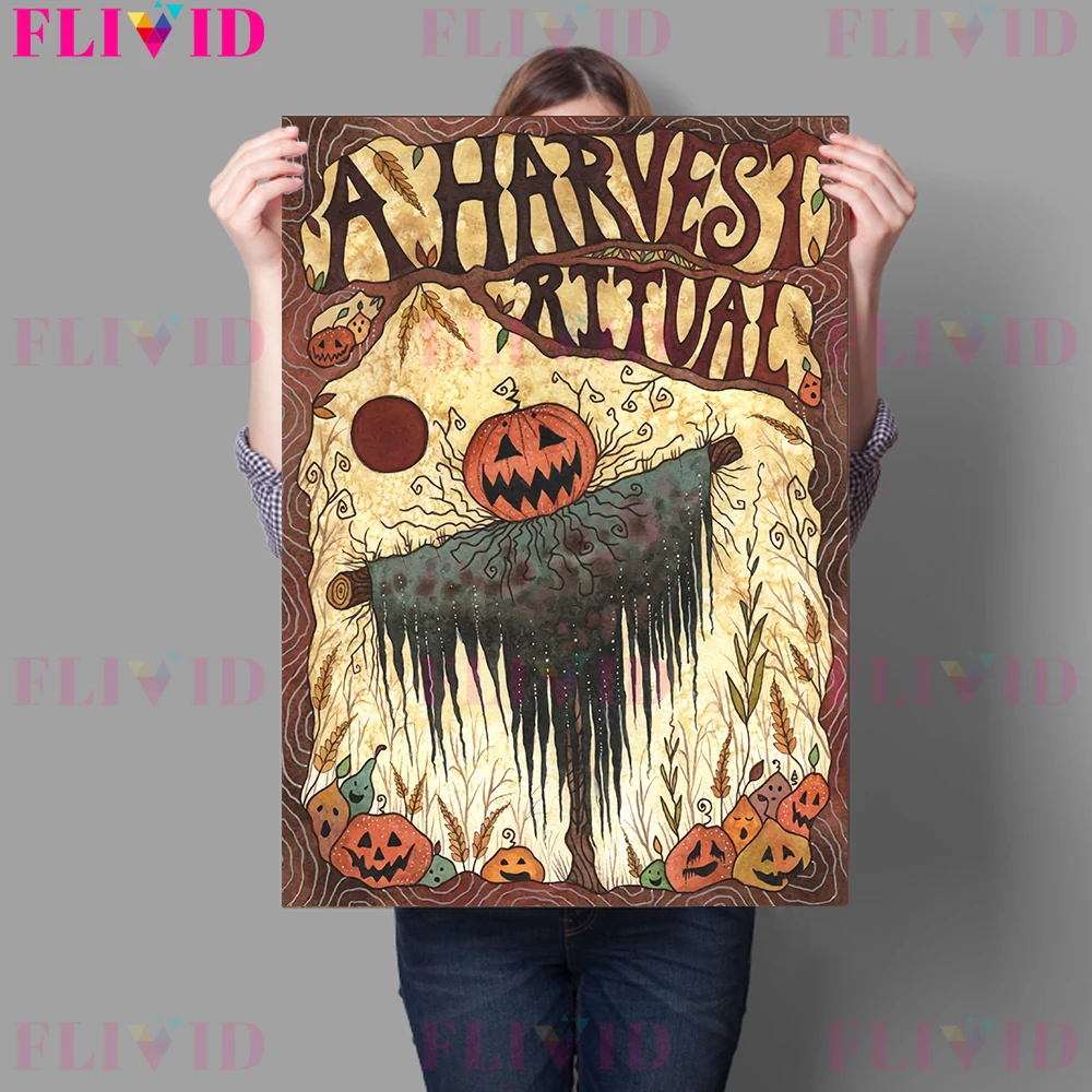 Halloween Retro Witch Poster And Print Kitchen Witchs And Pumpkin Wall Art Canvas Painting Decor Salem Black Cat Witchcraft Art