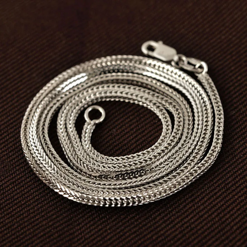 925 Sterling Silver Chopin Chain Necklace Platinum Color Long 40 45 50 55 60 65 70 80 CM Wide 1 1.3 1.6 2 2.5 MM Men Women Gift