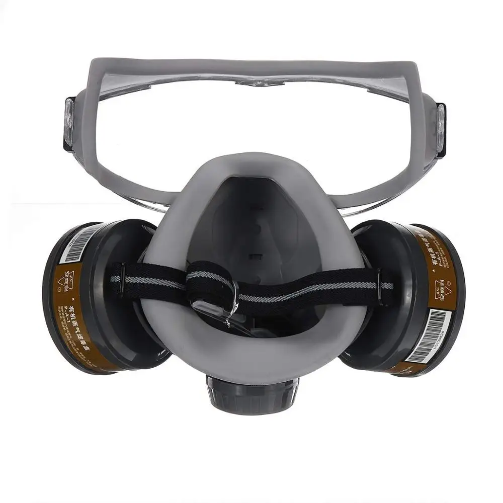 Face Gas Mask With Safety Goggles Anti-Dust Respirator With Active Carbon Filters Reusable Washable Protective Shield