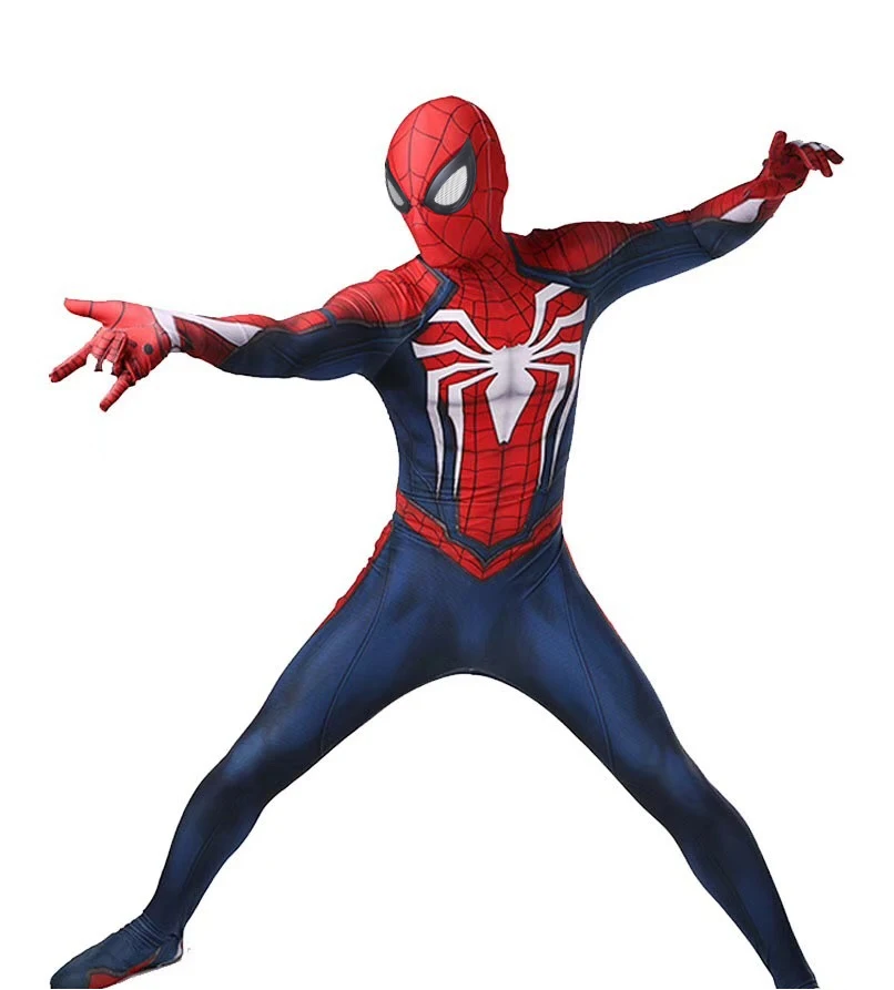 Disfraz de Spiderman de PS4 para adultos, traje de Cosplay con estampado 3D de licra, Zentai, Spidey, superhéroe para Halloween