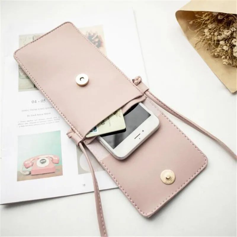 Women\'s Smartphone bag touch screen phone bag ladies mobile phone bag female hollow messenger coin purse girl shoulder mini bag