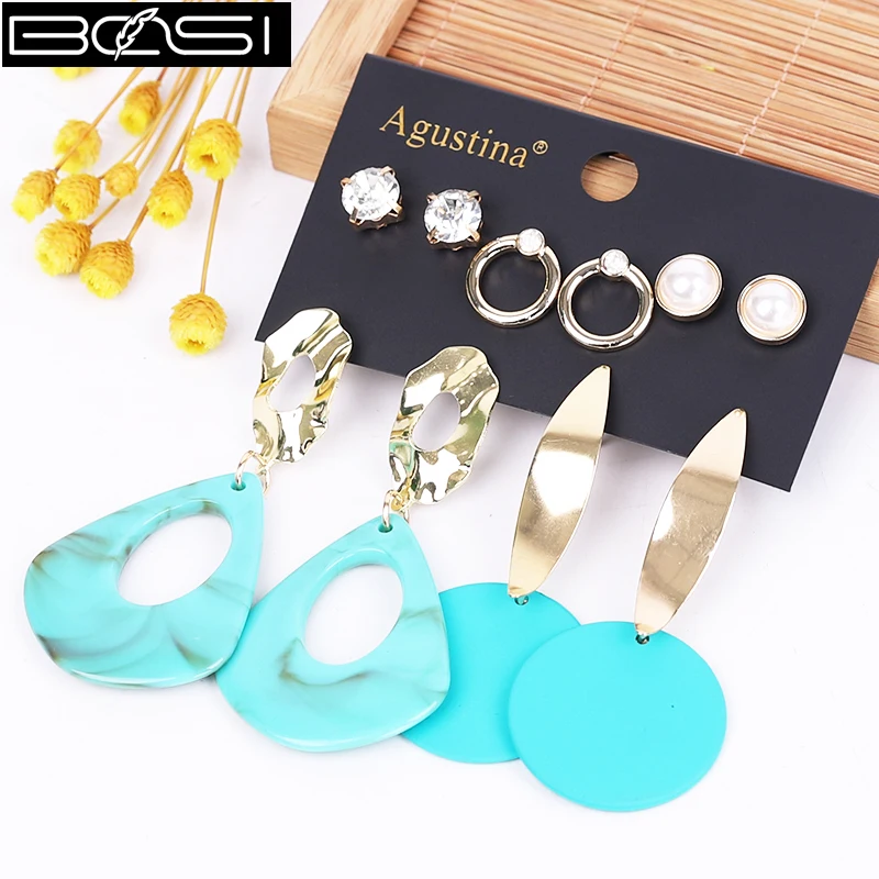 BOSI 2021 النساء مجموعة طقم من الحلقان مجوهرات الأزياء انخفاض الأقراط البوهيمي طويل أقراط القرط بسيطة الفتيات بوهو بالجملة #3