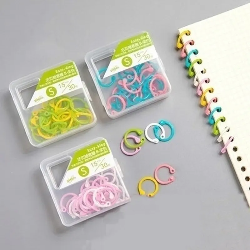 Cincin Plastik Multiwarna untuk Notebook Spiral Ikat Cincin Penjilid DIY Binder Daun Longgar