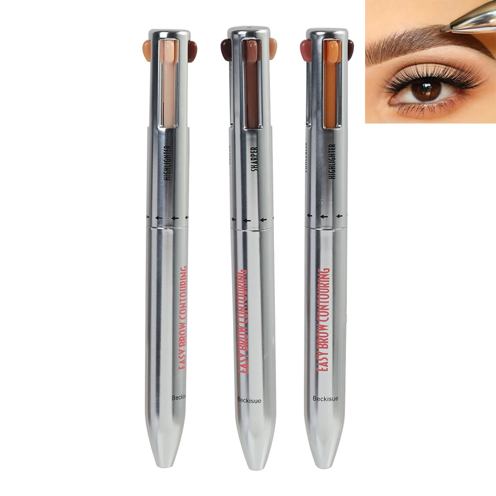 4 in 1 Eyebrow Pencil Waterproof Highlighting Brow Pencil Lasting Easy Color Eyebrow Eyeliner Pen Women Makeup Cosmetic Tool