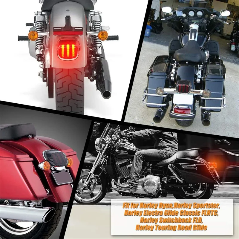 Motorcycle LED Tail Light Smoke Lens Brake License Plate Lamp Rear Stop For Harley Dyna Road King Softail Touring Motorcycl