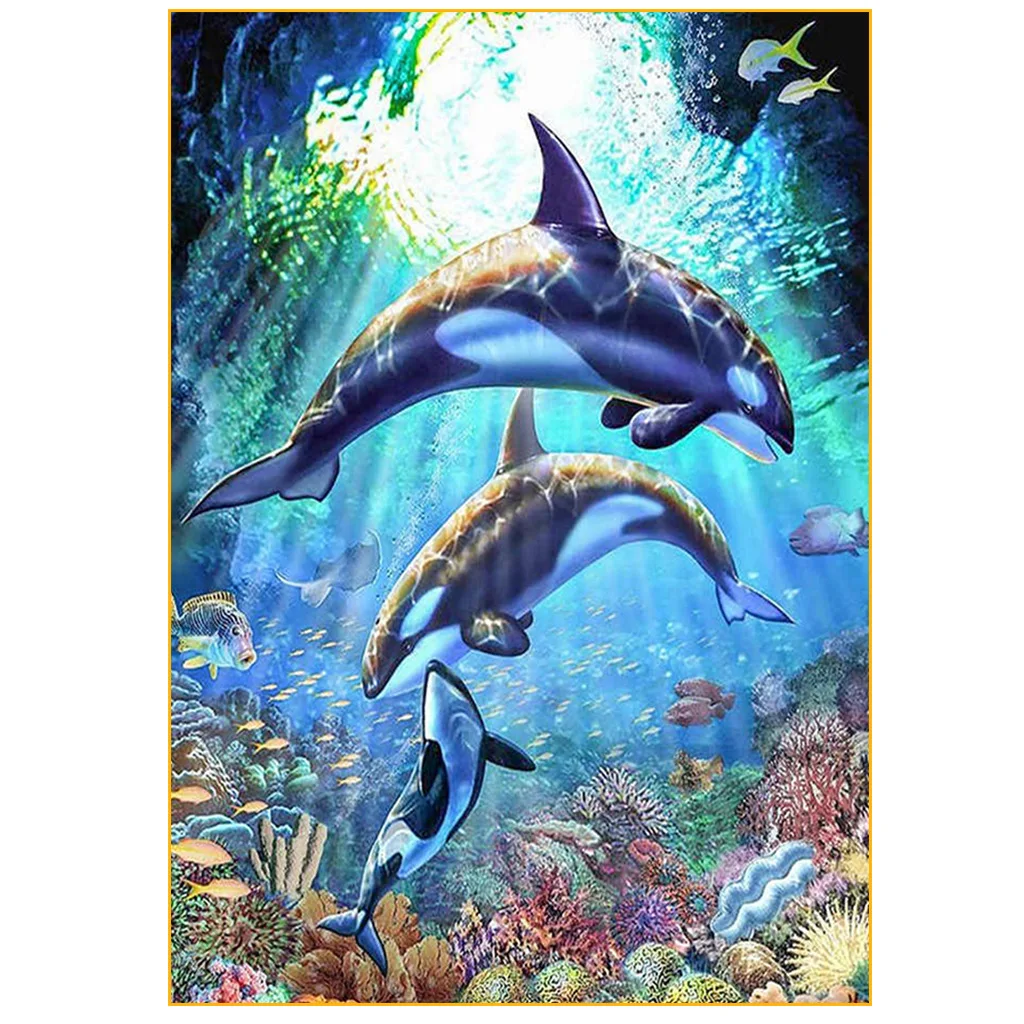 5D diamond painting Submarine world square diamond full diamond fish DIY cross stitch diamond decorative painting 40*50cm