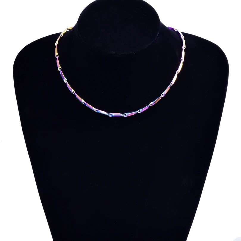 25-90cm Rainbow Color Chain Necklace For Women Men Accessories Stainless Steel Necklace Lobster Clasp Bracelet Punk Jewelry Gift