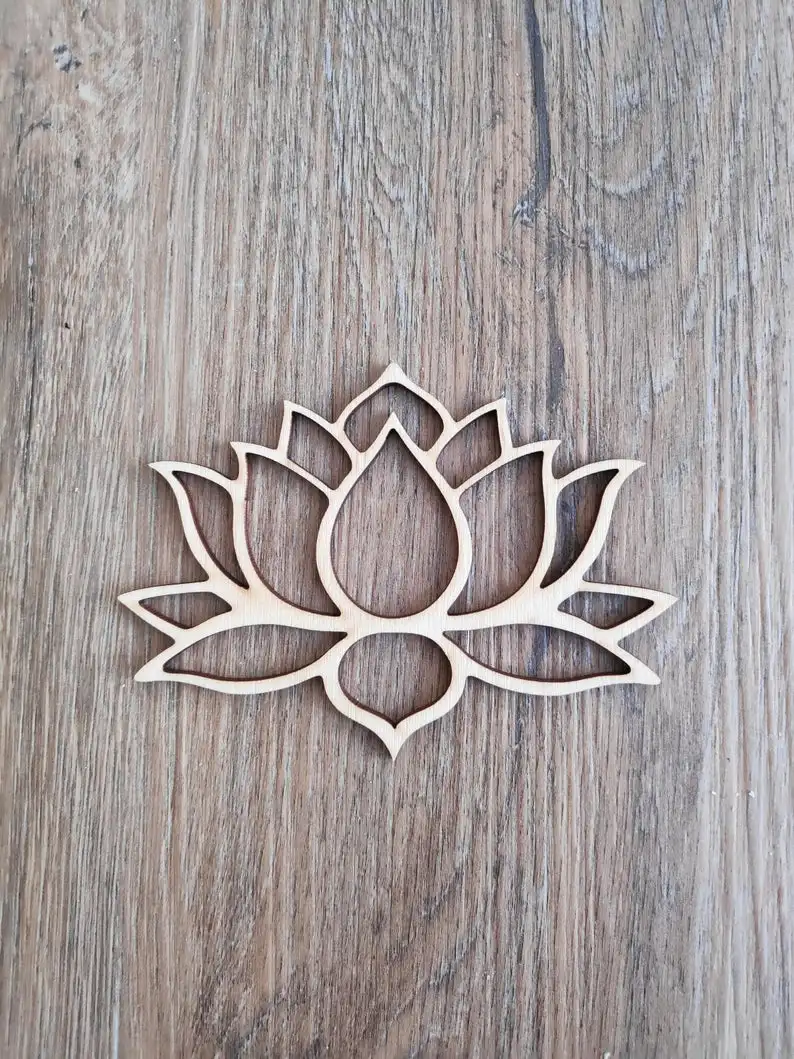 

Lotus Flower Wooden Shape Laser Cut Wall Art Home Decor Craft Making gift Water Harmoniser Spiritual